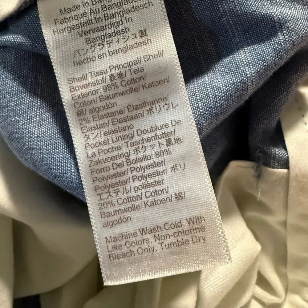 J.Crew Flex Slim Chinos, Light Blue Slub Texture, Men's Size 31x30